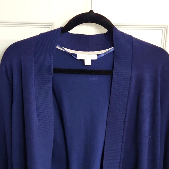 NY & Co. Navy cardigan with lace up back Size: M - Picture 2 of 7